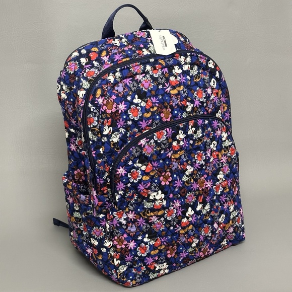 Vera Bradley Disney Essential Large Backpack Mickey & Minnie Sweet Floral Blue - Picture 3 of 5